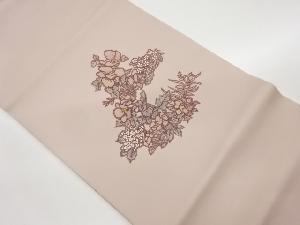 作家物　塩瀬草花模様名古屋帯